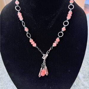 Crystal beaded necklace in silver